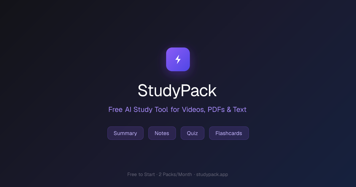 Paste a Lecture, Get a Full Study Pack in 20s — Free | StudyPack